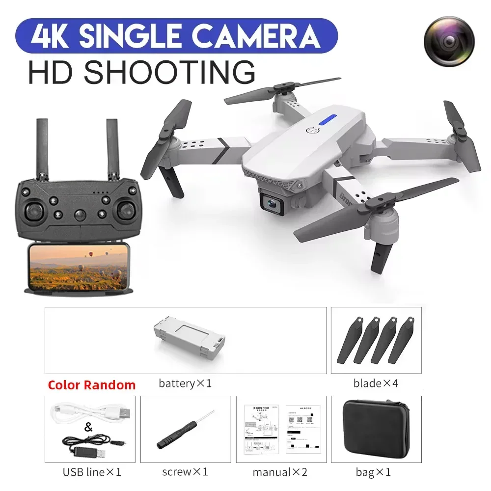 DWI D19 E88 Pro Drönare 4K Professionell HD RC Flygplan Dubbelkamera Vidvinkel Huvud Fjärrstyrd Quadcopter Leksakshelikopter För Vuxna Barn