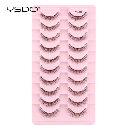 YSDO Fox Eye fransar 3/10 par fransar 3D mink naturliga fransar mjuka kattögonfransar förlängning fluffiga fransar smink halva ögonfransar