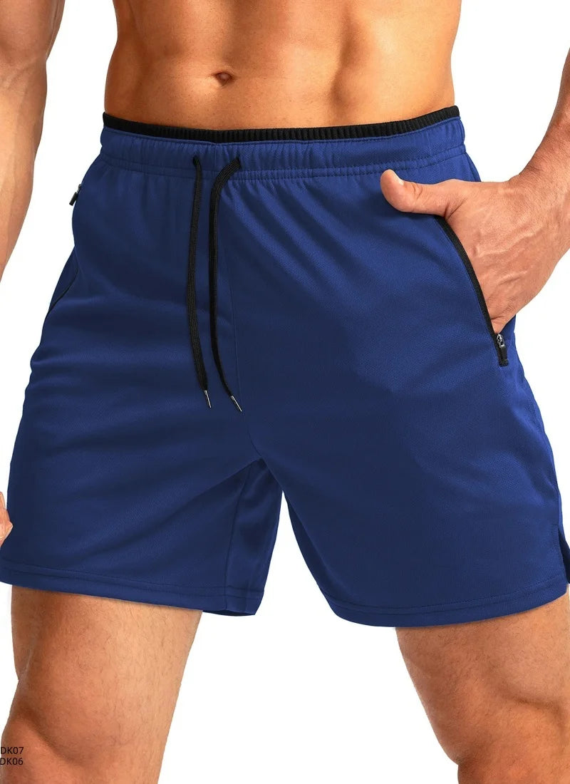 2026 Sommar Nya Herr Enfärgade Casual Shorts Utomhussport Löpning Gym Fitness Träning Snabbtorkande Strandshorts