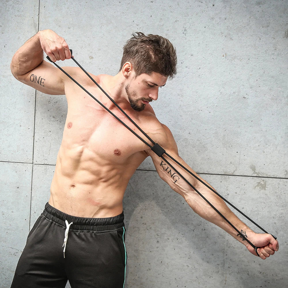 Yogamotståndsband Elastiskt band Sportövningsavdragare 8-formad bröstexpander för kroppsbyggande hemmagym fitnessutrustning