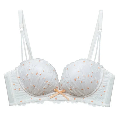 Designer fransk spets-BH - Lätt lyxig bygelfri push-up, anti-slapp broderad bralette för kvinnor eleganta vinterunderkläder