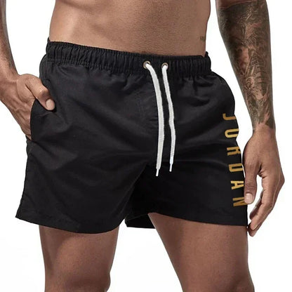 Herrshorts med snabbtorkande badkläder, unisex sport- och surfbrädeshorts, fodrade strandshorts, herr, full standard