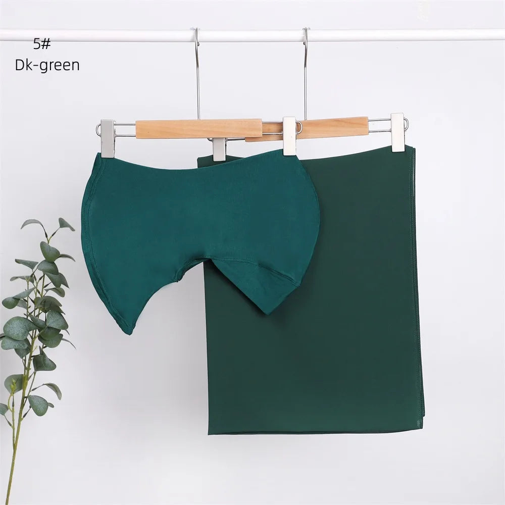 Elegant elastisk direkt hijab enfärgad chiffong hijab-set för kvinnor, modalpullover, bandana, tunn, andningsbar, mjuk och mysig halsduk
