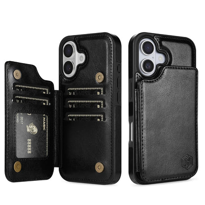 Plånbok med RFID-blockerande lager, skyddande stöldskyddande magnetiskt läderfodral för iPhone Air 17 Pro Max 16e 15 Plus 14 13 12 11 korthållare
