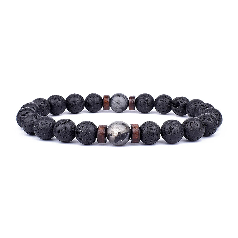 8mm lavaarmband för män vulkaniska stenar träpärlor armband tibetansk buddha handledskedja kvinnor män smycken gåva nya armband