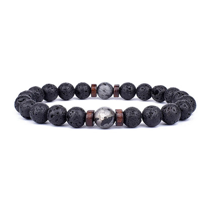 8mm lavaarmband för män vulkaniska stenar träpärlor armband tibetansk buddha handledskedja kvinnor män smycken gåva nya armband