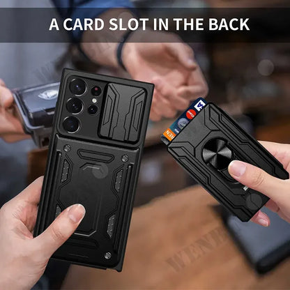 Skal till Samsung Galaxy S26 S25 S24 S23 S20 S21 S22 Ultra Plus FE Note 20 Ultra Skal med korthållare, rustning, fodral