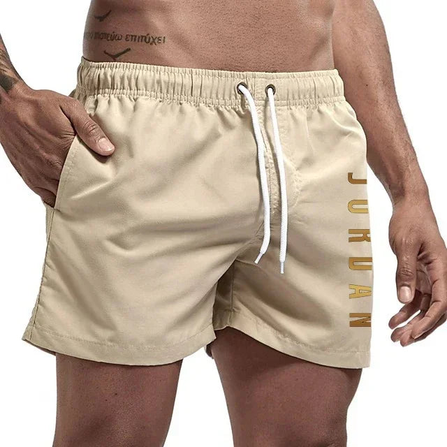 Herrshorts med snabbtorkande badkläder, unisex sport- och surfbrädeshorts, fodrade strandshorts, herr, full standard