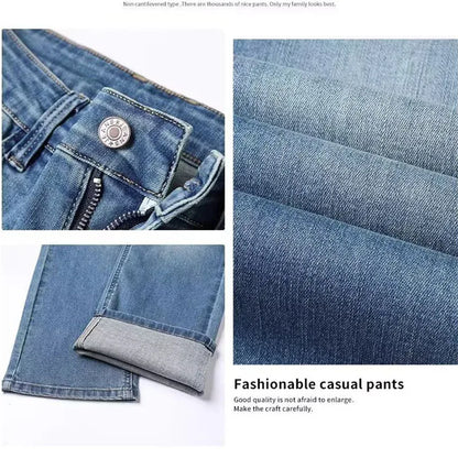 Vår Höst Herr Baggy Hög Midja Jeans Herrmode Casual Plus Size Byxor Klassiska Stretchiga Raka Ben Denimbyxor