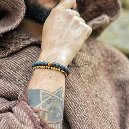 8mm lavaarmband för män vulkaniska stenar träpärlor armband tibetansk buddha handledskedja kvinnor män smycken gåva nya armband