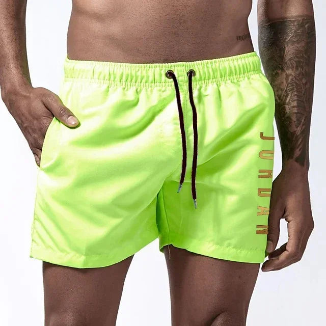 Herrshorts med snabbtorkande badkläder, unisex sport- och surfbrädeshorts, fodrade strandshorts, herr, full standard