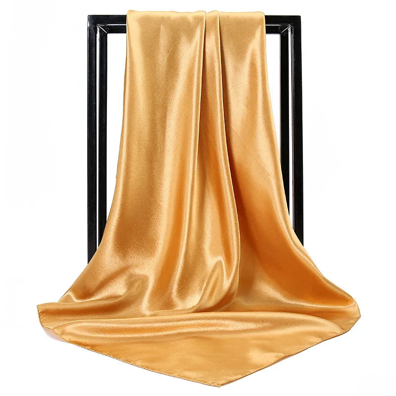 Mode 90*90cm Enfärgad Fyrkantig Halsduk Konst Imiterad Sidensjal Elegant Blommig Huvud Hals Hårband Dam Dam Flickor Halsduk