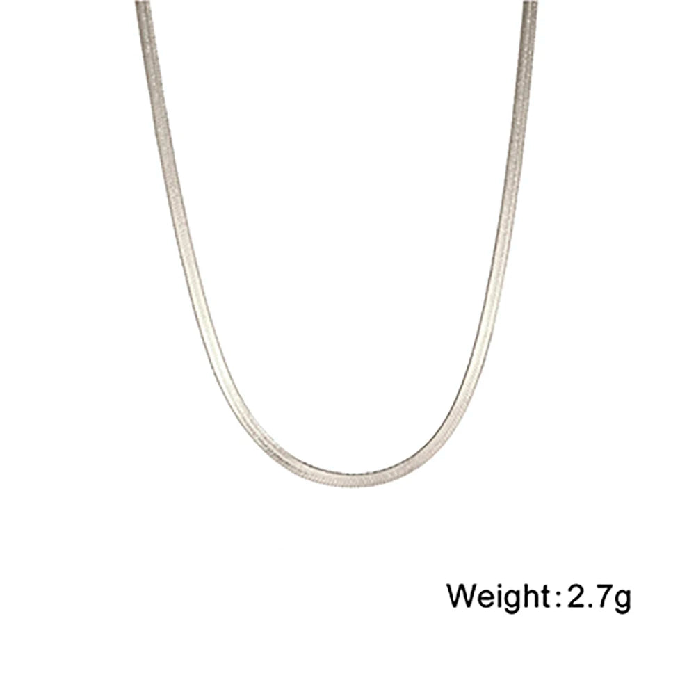 Skyrim Ormkedja Halsband Herr Kvinnor Rostfritt Stål 2/3/4/5mm Bred Platt Fiskbensmönster Halskedjor Trendig Hiphop Smycken Present Het