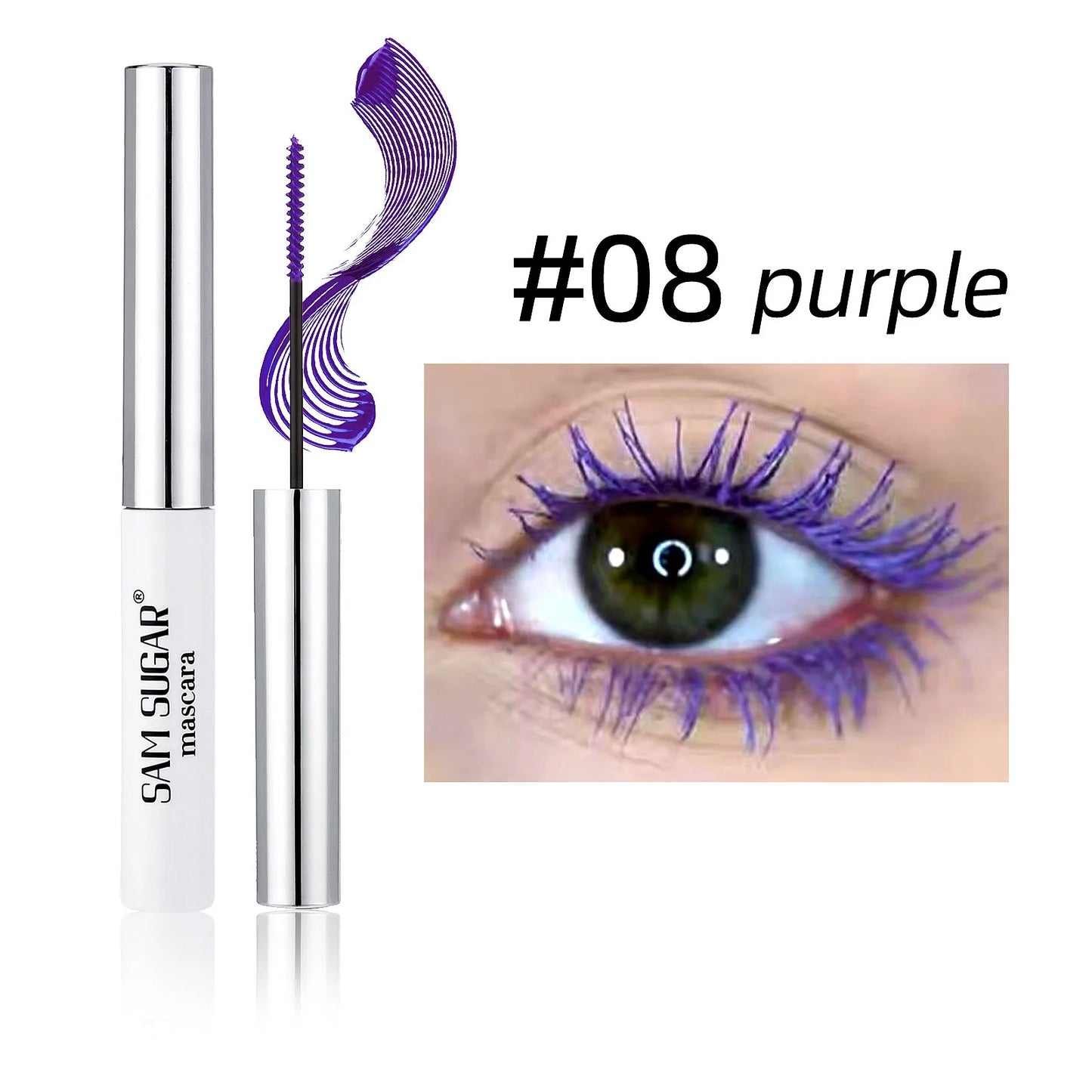 Silkesfibermascara Färgglad Ultrafin Borste Förlänger Ögonfransar Vattentät Varaktig Snabbtorkande Grön Rosa Böjande Mascara Makeup