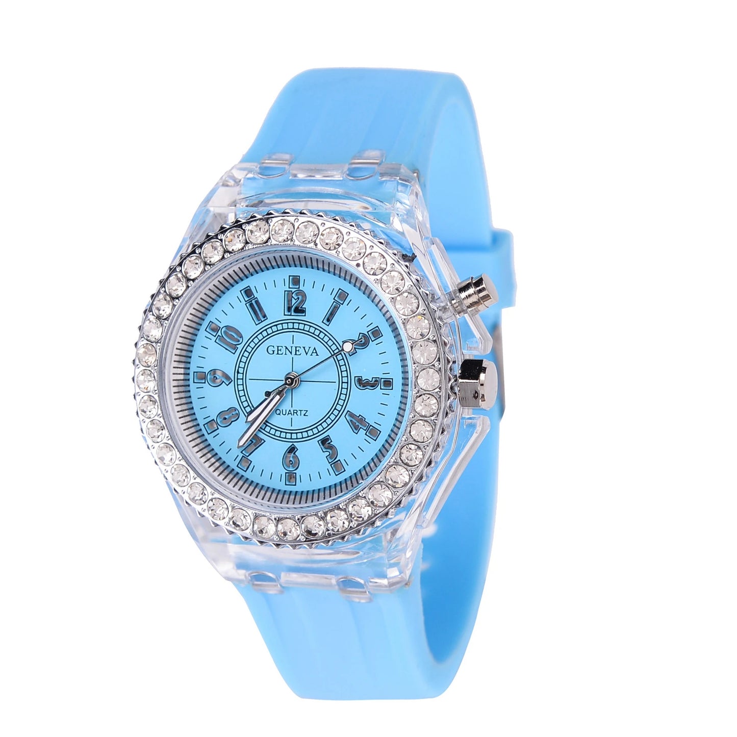 LED-ljusblixt lysande klockor kvinnor män pojkar flickor silikon armbandsur mode strass klocka barn barn relogio saati