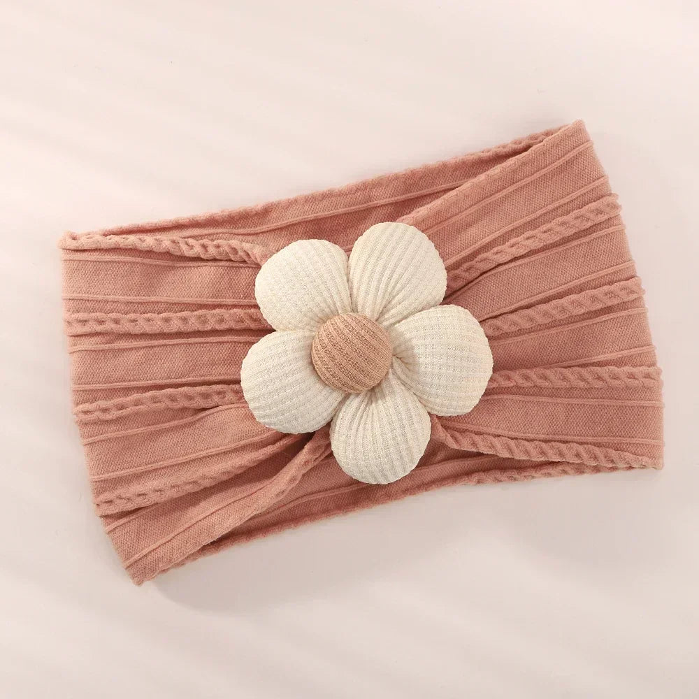 1 st baby nylon huvudduk astique lämplig nyfödd flicka blomma handgjort pannband elastiskt hårband turban småbarn håraccessoarer