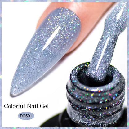 7ml Champagne Guld Silver Reflekterande Nagelgellack Glittrande Skinande Glitter Rosa Röd Nageltillbehör Semi-permanent Gellack