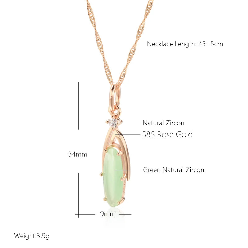JULYDREAM Personlighet Oval Dimgrön Zirkon Hänge 585 Guldfärg Lyxhalsband för Kvinnor Vågkedja Bröllopsfest Smycken