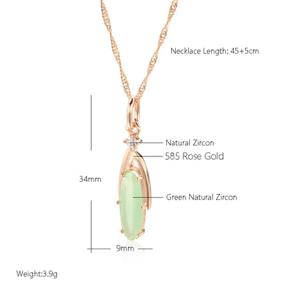 JULYDREAM Personlighet Oval Dimgrön Zirkon Hänge 585 Guldfärg Lyxhalsband för Kvinnor Vågkedja Bröllopsfest Smycken