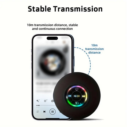 Bärbar trådlös Bluetooth 5.0-högtalare LED IPX4 vattentät högtalare utomhus badrum stor sugkopp mini stereo ljudlåda