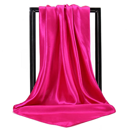 Mode 90*90cm Enfärgad Fyrkantig Halsduk Konst Imiterad Sidensjal Elegant Blommig Huvud Hals Hårband Dam Dam Flickor Halsduk