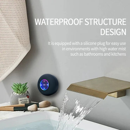 Bärbar trådlös Bluetooth 5.0-högtalare LED IPX4 vattentät högtalare utomhus badrum stor sugkopp mini stereo ljudlåda