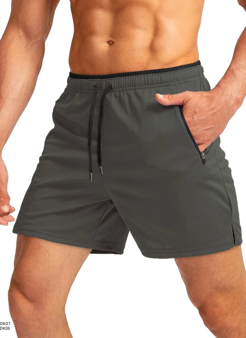 2026 Sommar Nya Herr Enfärgade Casual Shorts Utomhussport Löpning Gym Fitness Träning Snabbtorkande Strandshorts