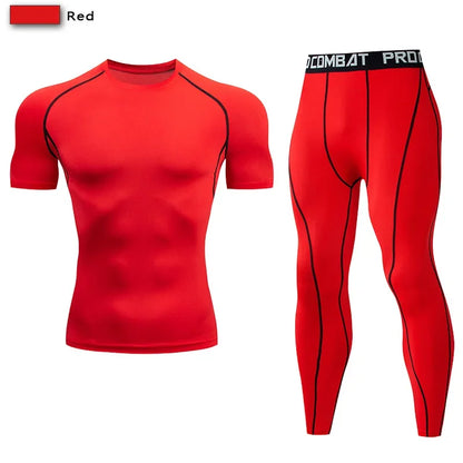 2 st. herr kompressions sportkläder elastiska träningsset yoga träningskläder jogging fitnesskläder träningsoverall byxor sport