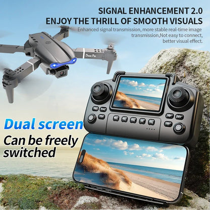 E99 Pro Drönare med 8K HD-kamera Fjärrstyrd Quadcopter Fyraxlad Flygplan Höjdhållning GPS Flygleksak för Flygfotografering