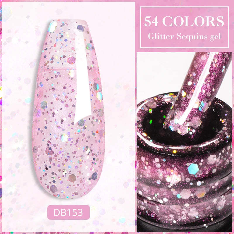 7ml Champagne Guld Silver Reflekterande Nagelgellack Glittrande Skinande Glitter Rosa Röd Nageltillbehör Semi-permanent Gellack