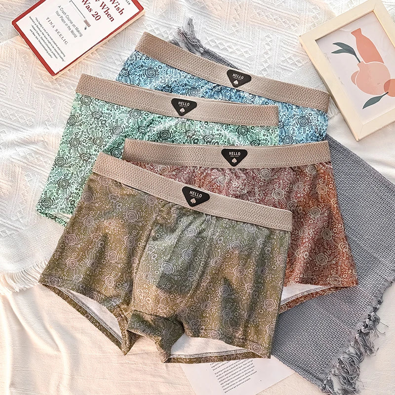 4 st. Herrunderkläder Bomull Herrboxershorts Medelhög Midja Andningsbara Herrtrosor Större Storlek 6XL - Massor av Mjuka Bekväma Herrboxershorts