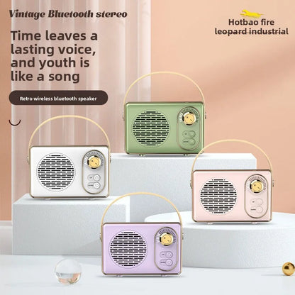 Mini Bluetooth-högtalare i vintagestil, trådlös ljudspelare, bärbar utomhushögtalare med klassisk design, hemma- och reseanvändning