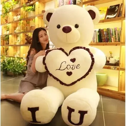 80/100cm Stor LOVE Bear Plyschleksak Härlig Enorm Uppstoppad Mjuk Björndocka Älskarbjörn Barnleksak Flickvän Alla hjärtans dag Födelsedagspresenter