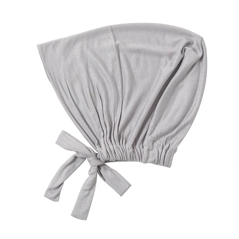 Muslimska Kvinnor Inner Hijab Mössor Stretch Justerbar Elastisk Bonnet Knytband Jersey Kvinnlig Huvudbonad Turbante Mujer