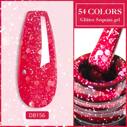 7ml Champagne Guld Silver Reflekterande Nagelgellack Glittrande Skinande Glitter Rosa Röd Nageltillbehör Semi-permanent Gellack