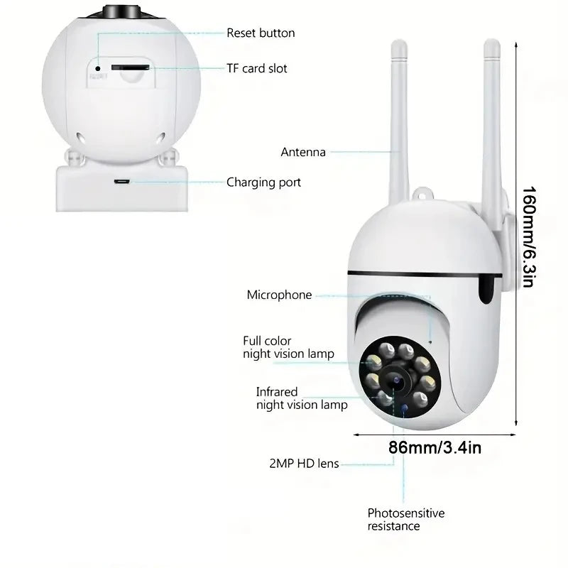 A7 Trådlös Övervakningskamera 360 graders intercom 1080P Hemsäkerhetskamera Fjärrstyrd HD Nattseende Kamera Monitor Smart Hem