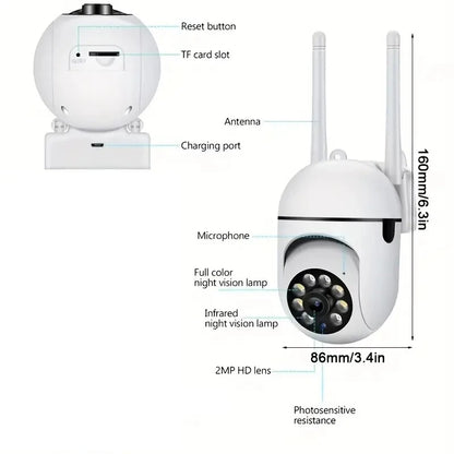 A7 Trådlös Övervakningskamera 360 graders intercom 1080P Hemsäkerhetskamera Fjärrstyrd HD Nattseende Kamera Monitor Smart Hem