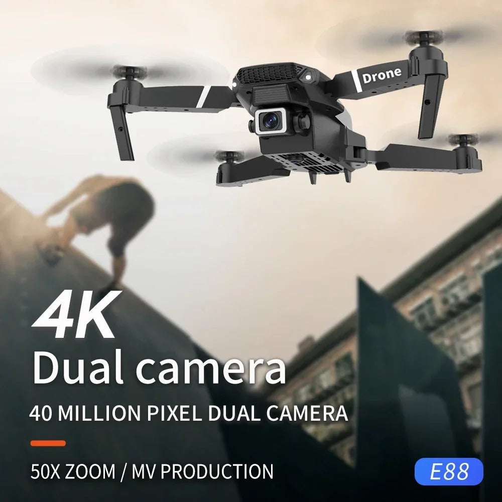 DWI D19 E88 Pro Drönare 4K Professionell HD RC Flygplan Dubbelkamera Vidvinkel Huvud Fjärrstyrd Quadcopter Leksakshelikopter För Vuxna Barn