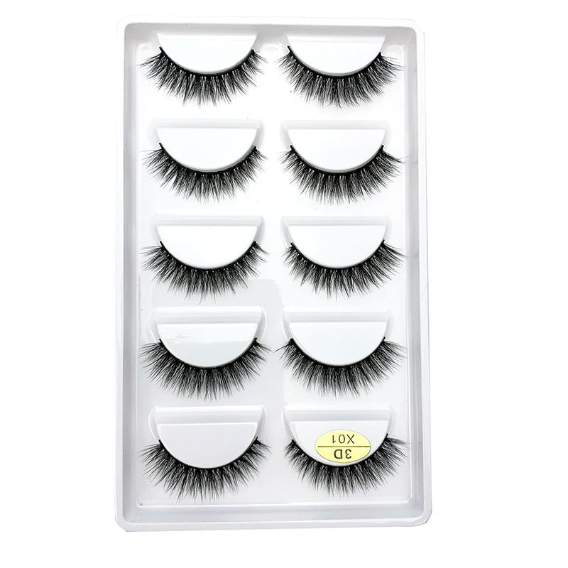 LTWEGO 5 par ögonfransar naturliga långa 3D minkfransar fluffiga volym mink lösögonfransar djurfria slingor makeup cilios