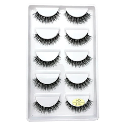 LTWEGO 5 par ögonfransar naturliga långa 3D minkfransar fluffiga volym mink lösögonfransar djurfria slingor makeup cilios