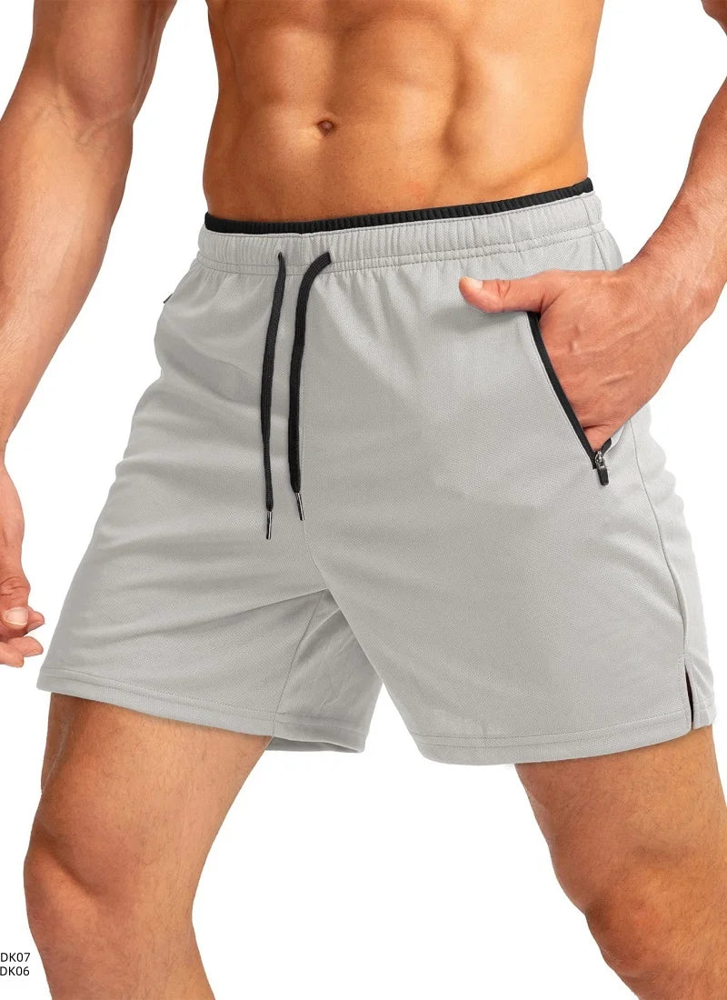 2026 Sommar Nya Herr Enfärgade Casual Shorts Utomhussport Löpning Gym Fitness Träning Snabbtorkande Strandshorts