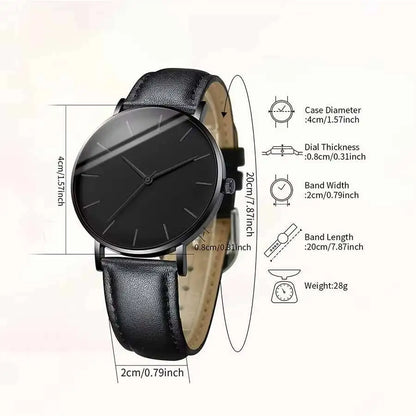 Herrklockor för män, affärsklockor, mode, ultratunn urtavla, kvartsklocka, casual, läderarmband, herrarmbandsur, reloj hombre
