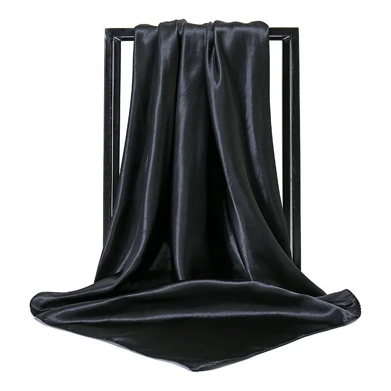 Mode 90*90cm Enfärgad Fyrkantig Halsduk Konst Imiterad Sidensjal Elegant Blommig Huvud Hals Hårband Dam Dam Flickor Halsduk