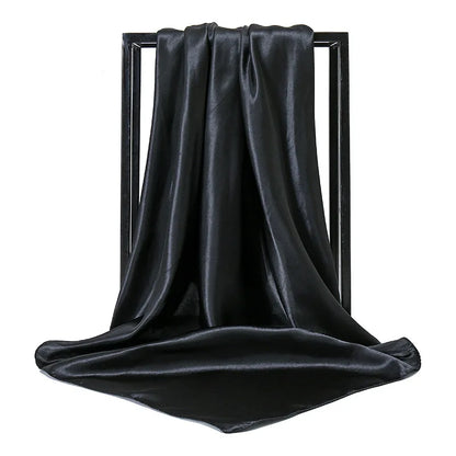 Mode 90*90cm Enfärgad Fyrkantig Halsduk Konst Imiterad Sidensjal Elegant Blommig Huvud Hals Hårband Dam Dam Flickor Halsduk