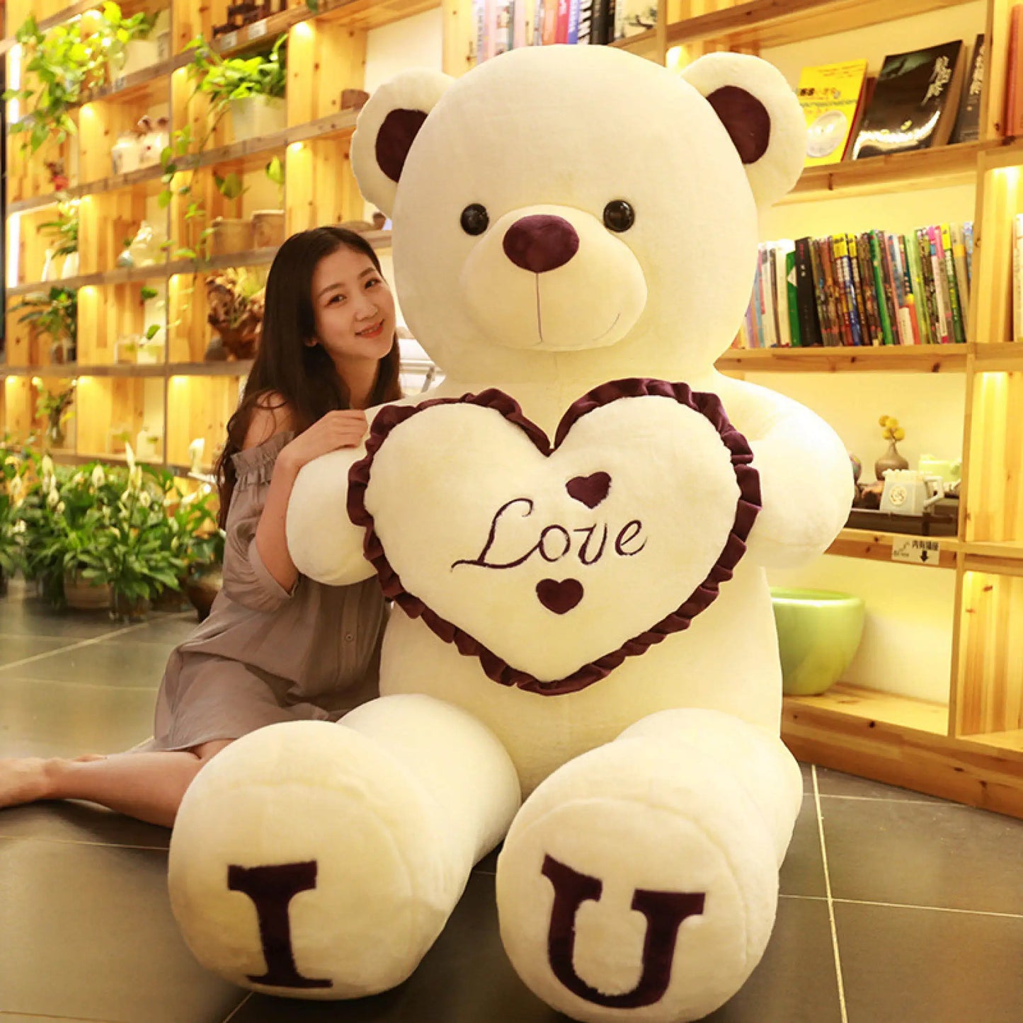 80/100cm Stor LOVE Bear Plyschleksak Härlig Enorm Uppstoppad Mjuk Björndocka Älskarbjörn Barnleksak Flickvän Alla hjärtans dag Födelsedagspresenter