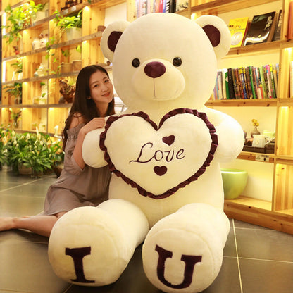 80/100cm Stor LOVE Bear Plyschleksak Härlig Enorm Uppstoppad Mjuk Björndocka Älskarbjörn Barnleksak Flickvän Alla hjärtans dag Födelsedagspresenter