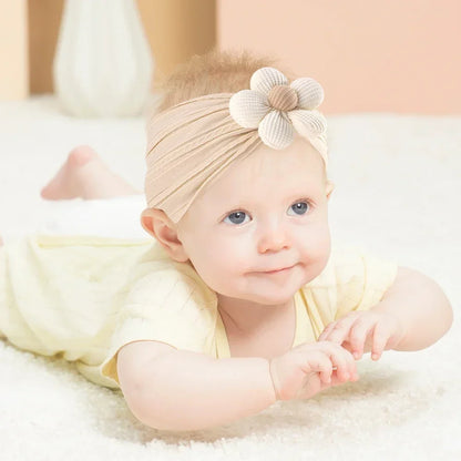 1 st baby nylon huvudduk astique lämplig nyfödd flicka blomma handgjort pannband elastiskt hårband turban småbarn håraccessoarer