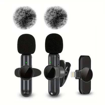 Trådlös Lavalier-mikrofon med vindtätt skydd Ljud- och videoinspelning Mini-mikrofon för iPhone Android Mobiltelefonmikrofon