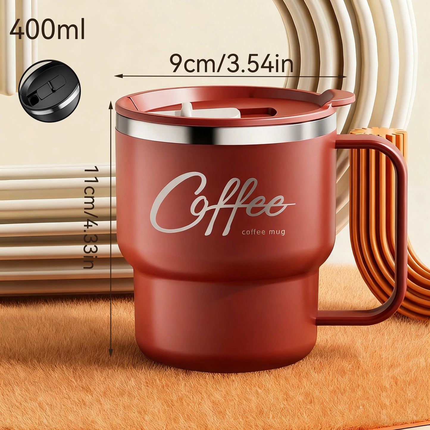 WORTHBUY 304 rostfritt stål dubbelväggig isolerad kaffekopp med handtag bärbar student läckagesäker vattenkopp mjölkkaffemugg