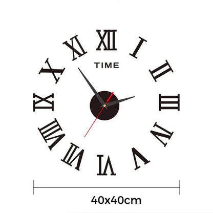 3D akryl digital väggklocka romerska siffror design spegelväggklocka mode stor rund väggklocka gör-det-själv självhäftande klockor